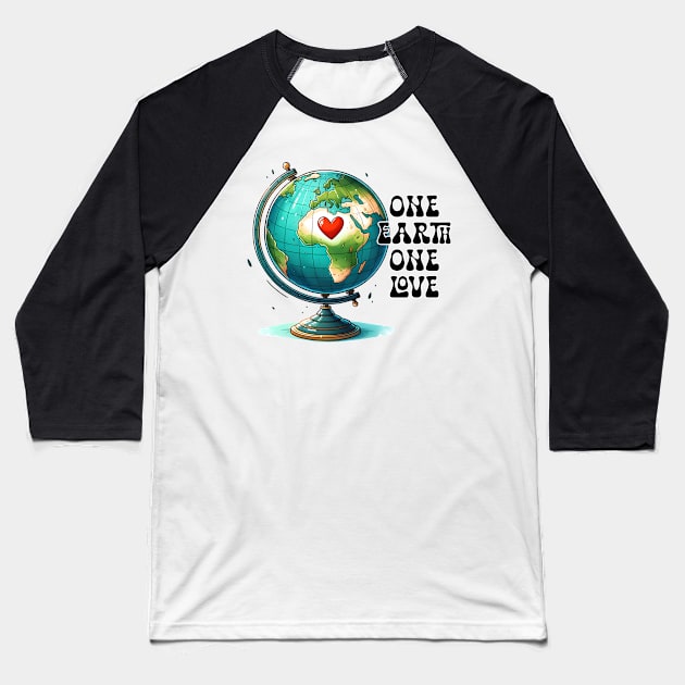 One Earth One Love Baseball T-Shirt by MZeeDesigns